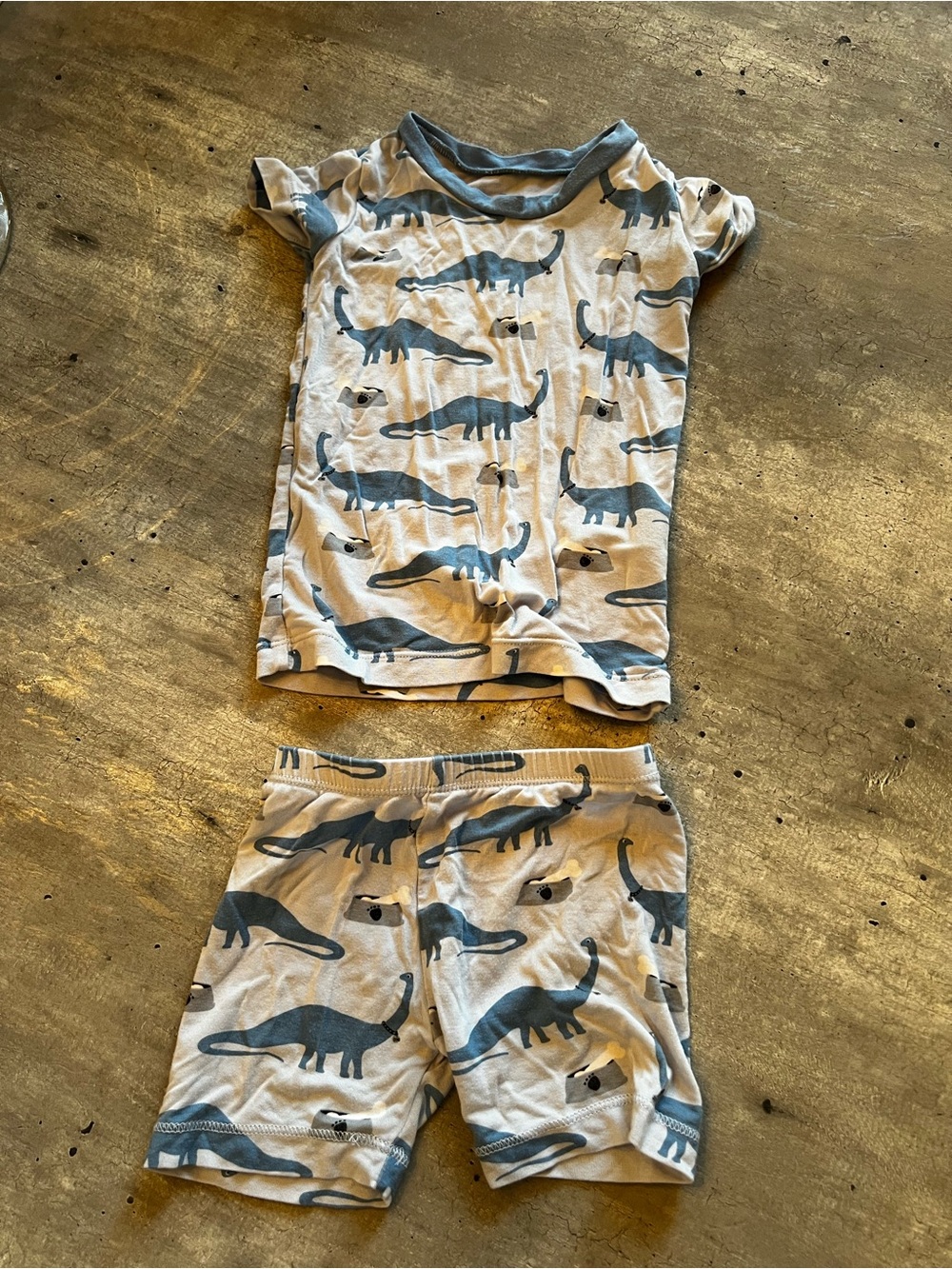 Kickee Pants Blue and Cream Dinosaur Pajama Set